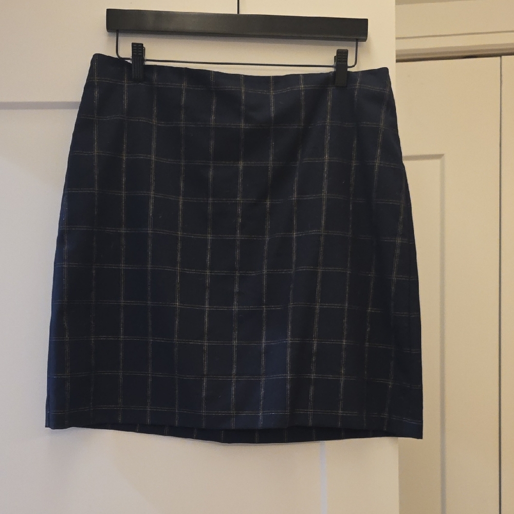 Banana Republic Navy Windowpane Pencil Skirt
